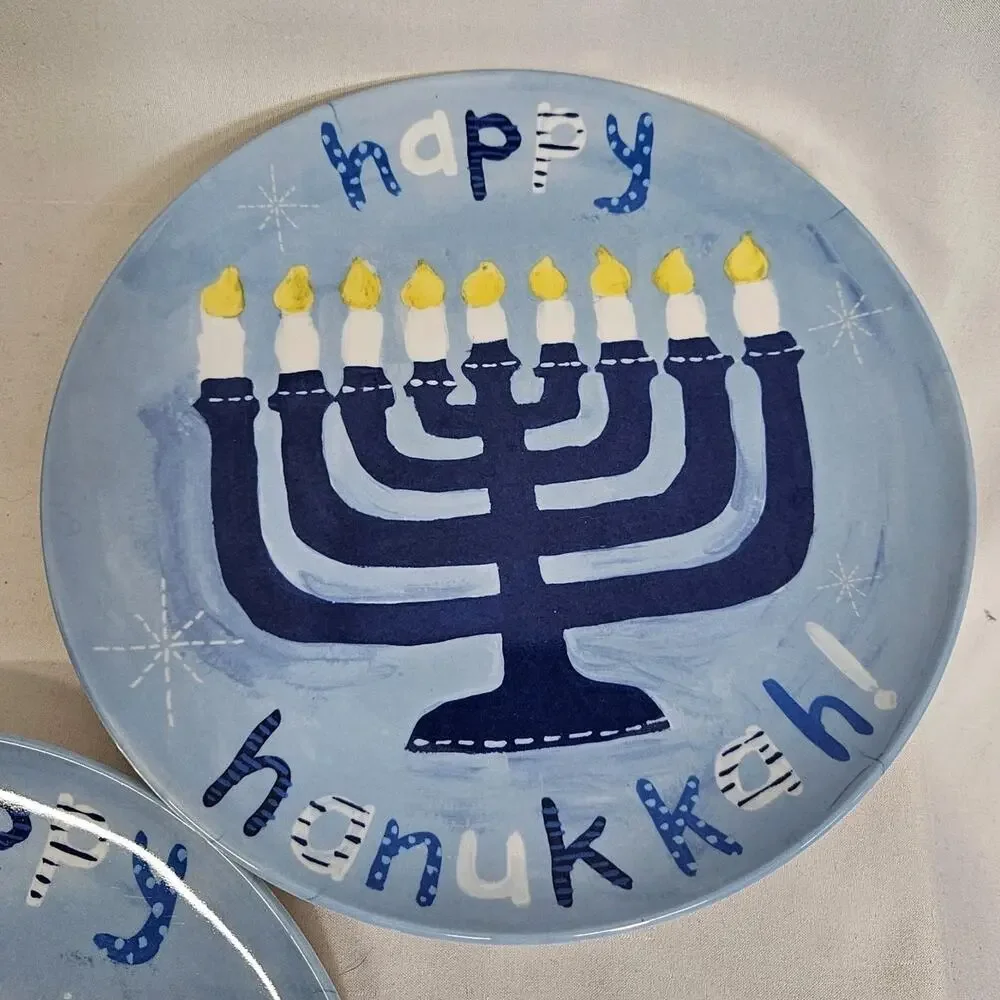 Set Of 3 Pottery Barn Kids Hanukkah Dreidel Menorah Melamine 9